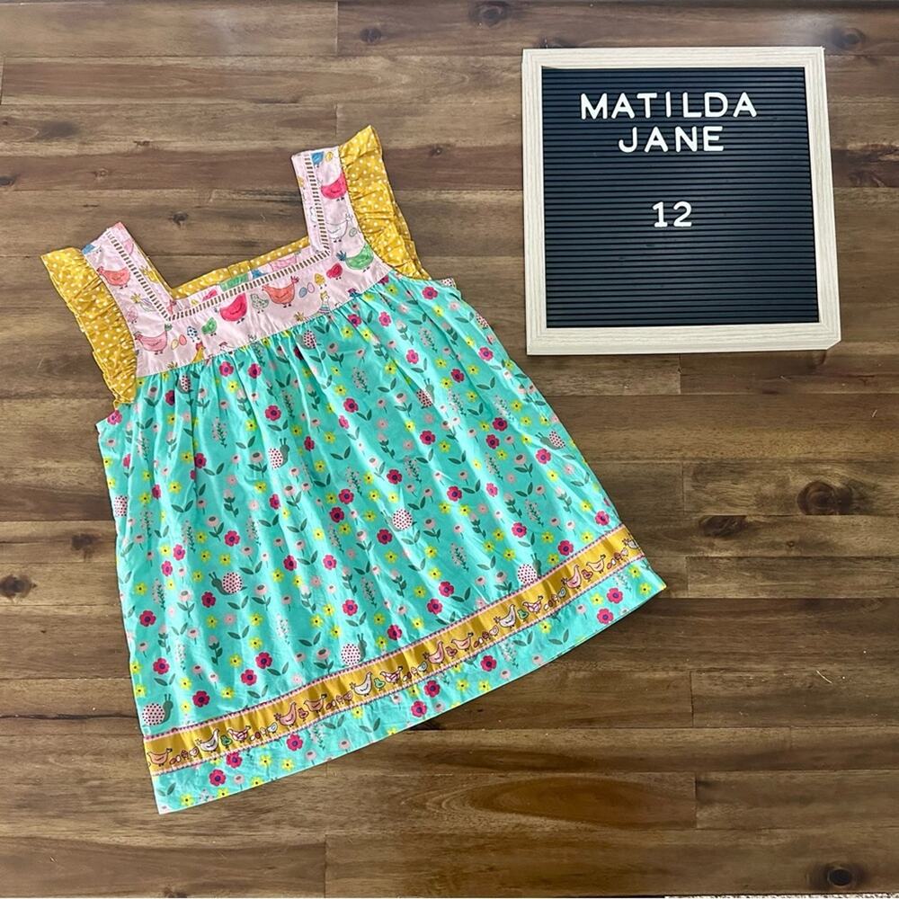 NEW Camp MJC Tell Me Tales Top 12 Green Floral Pink Chickens Yellow Polka Dots